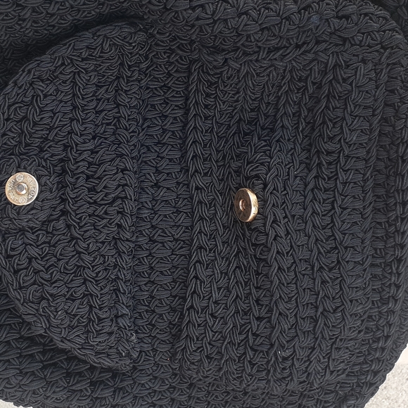 BOHO RODANA LTD black crochet knit backpack Purse Bag - Picture 13 of 13